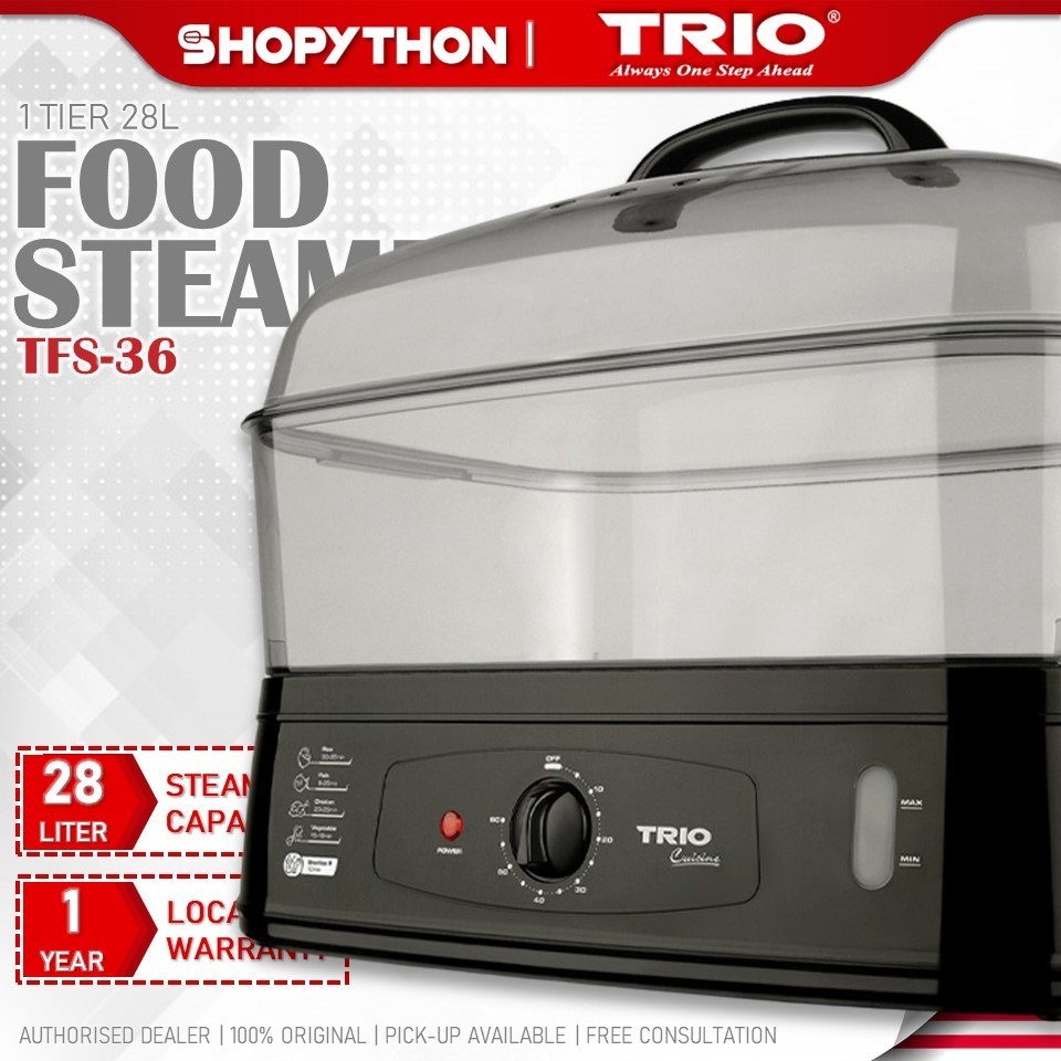 TRIO Food Steamer TFS-36 (28L/1800w) Extra Large Steam Tray Plastic Rice Bowl Refill Cup Pengukus Besar Double Heaters