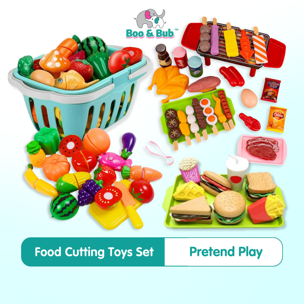 Fruit Vegetable Cutting Pretend Play Set | Plastic Food Toy DIY Gift Toys For Children Kids Educational Toys