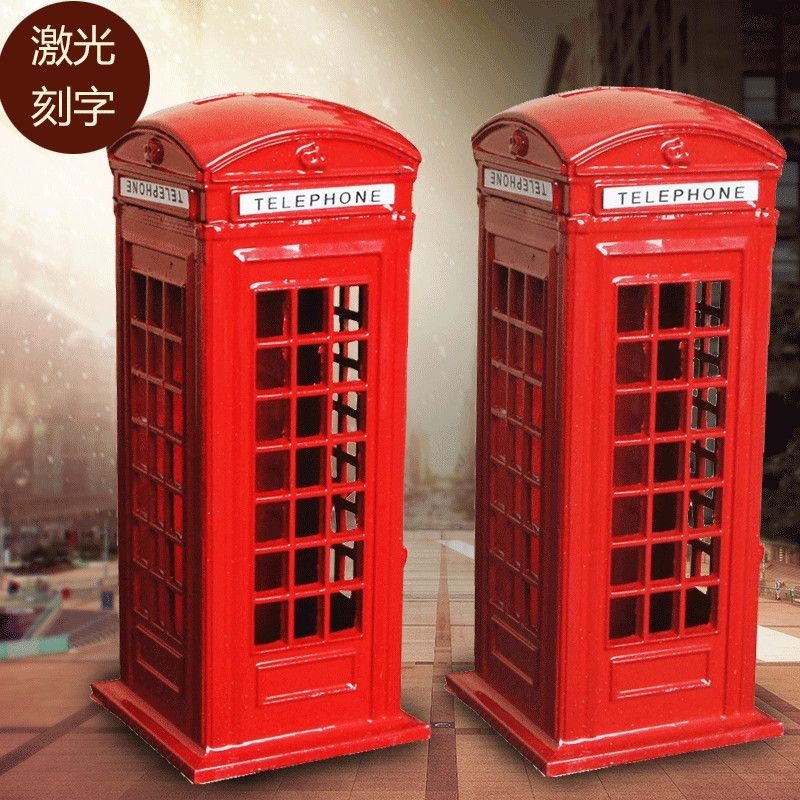 Besi tempa retro British pondok telefon piggy bank piggy bank perhiasan rumah belajar sebagai hadiah percutian untuk kan
