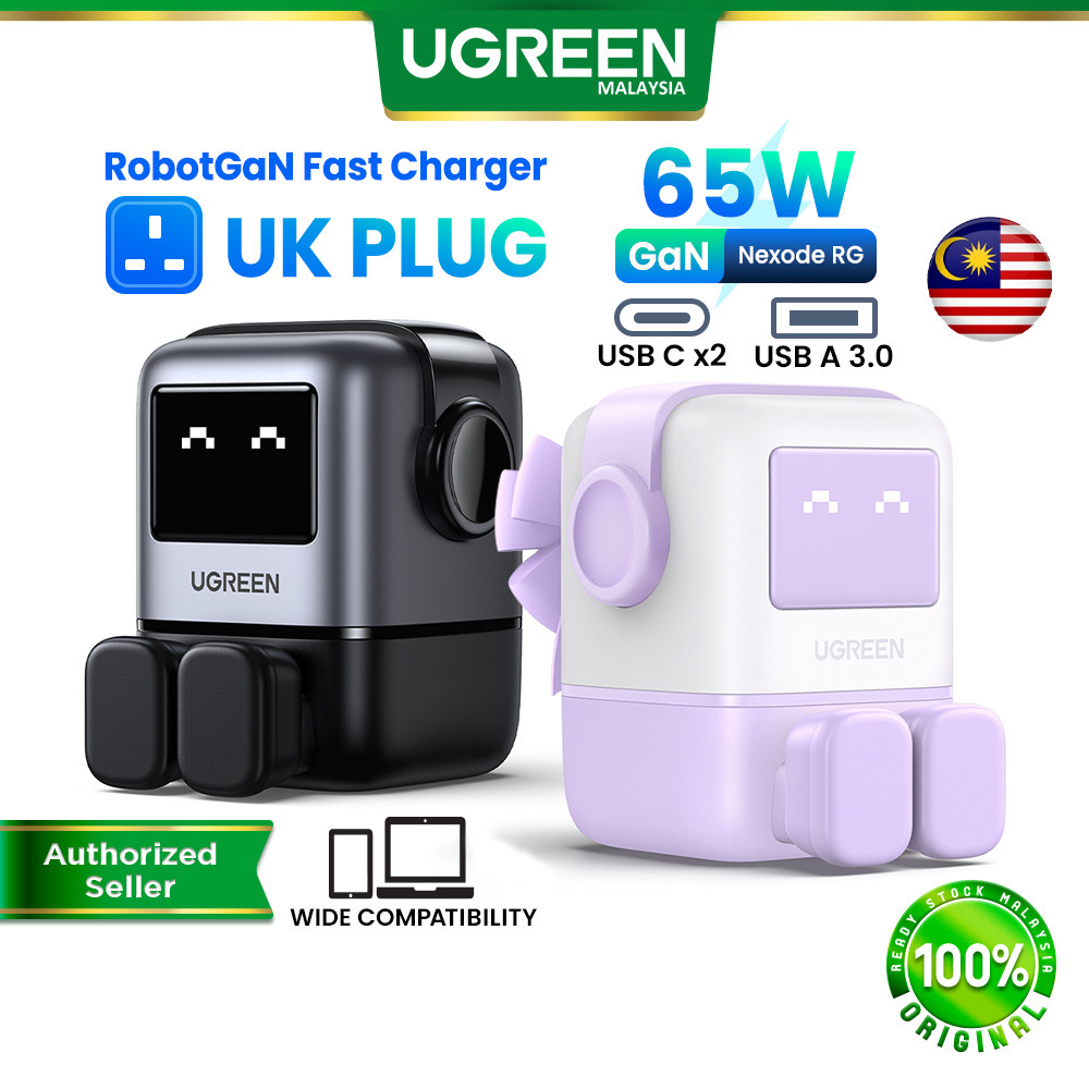 UGREEN 65W UNO Nexode RobotGaN UK Plug Laptop Charger GaN Fast Charge Charging for Macbook Pro M2 M3 iPad Pro MSI DELL