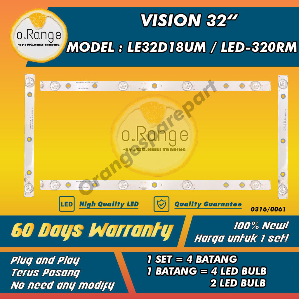 (NEW 1 SET) LE32D18UM / LED-320RM VISION 32" LED TV BACKLIGHT (LAMPU TV)  LE32D18 LED-320 LE32D18 LE32D18U LED320RM