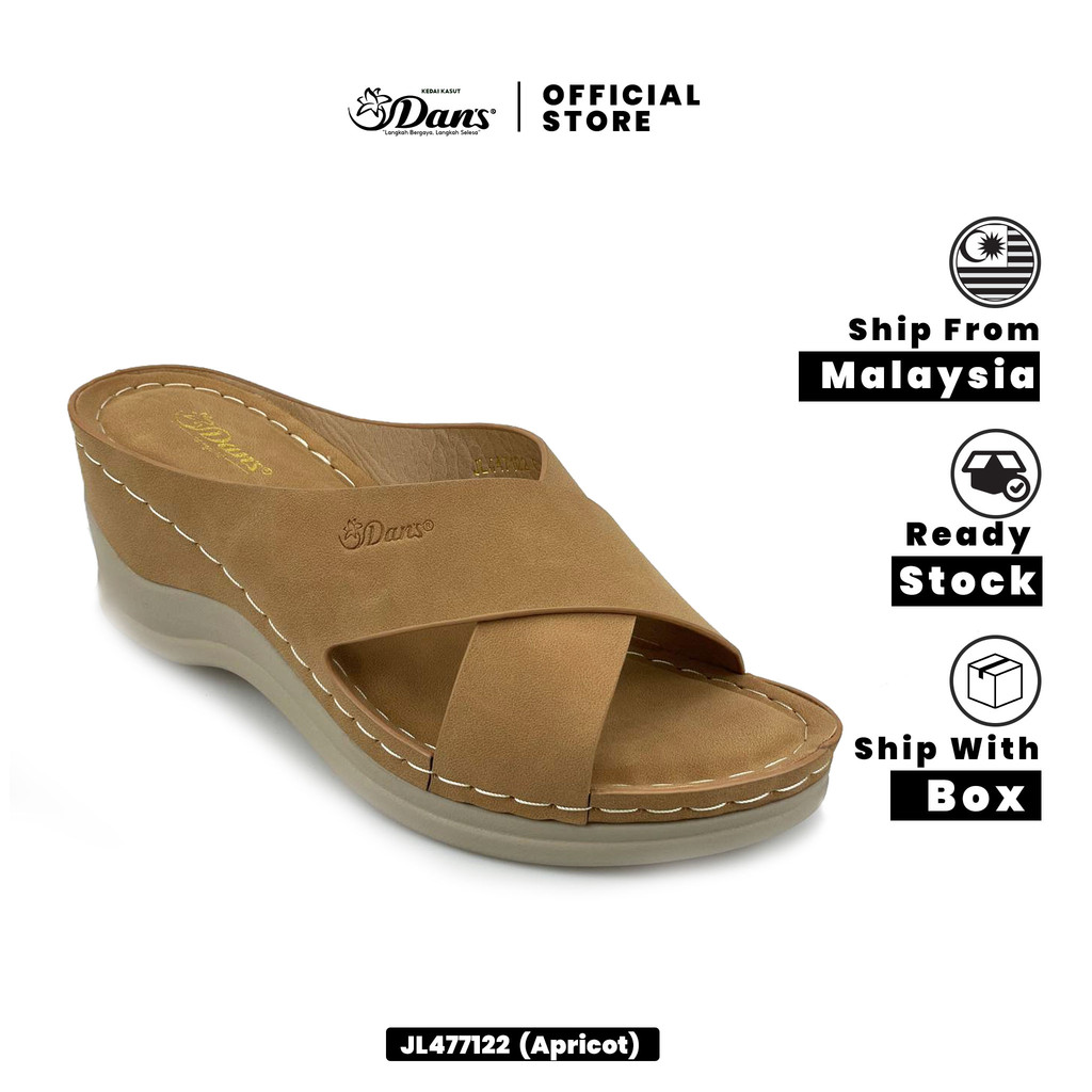 Dan's Kasut Tapak Lembut Selesa Ringan Comfort Wanita / Perempuan - Hitam / Aprikot JL447122