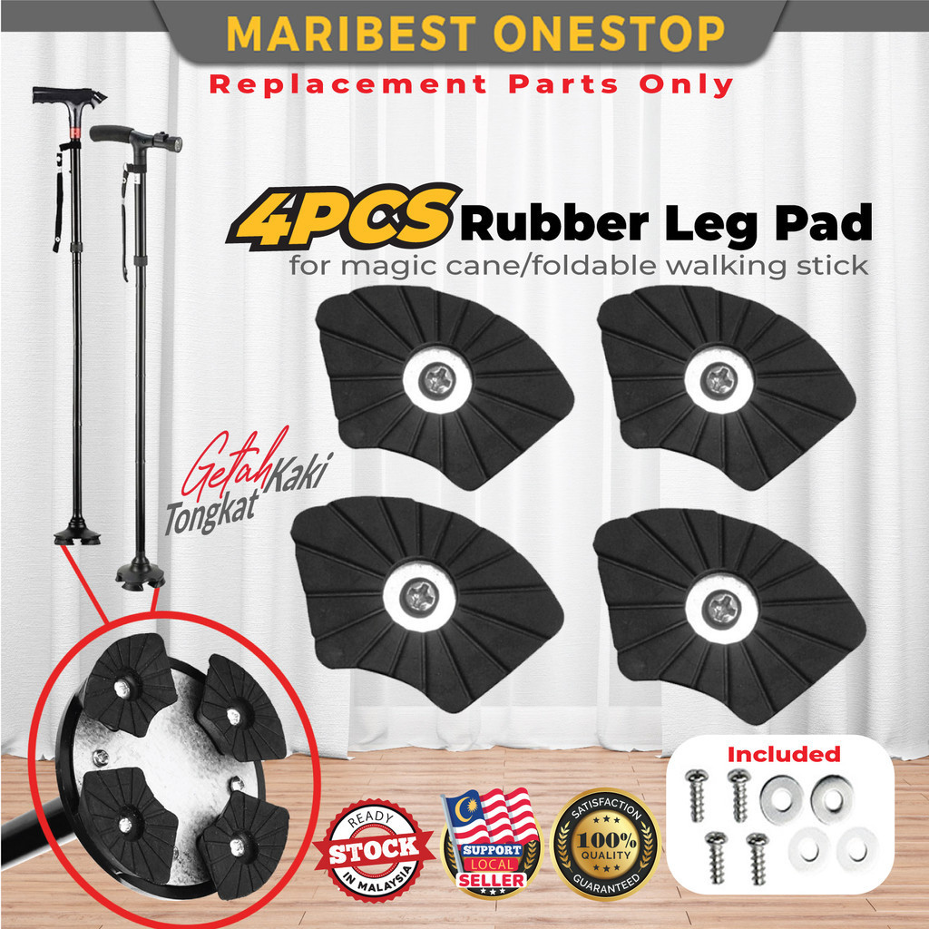 4PCS Rubber Leg Pad Replacement Part for Magic Cane Foldable Walking Stick Non Slip Walking Cane Elderly Tongkat Kaki