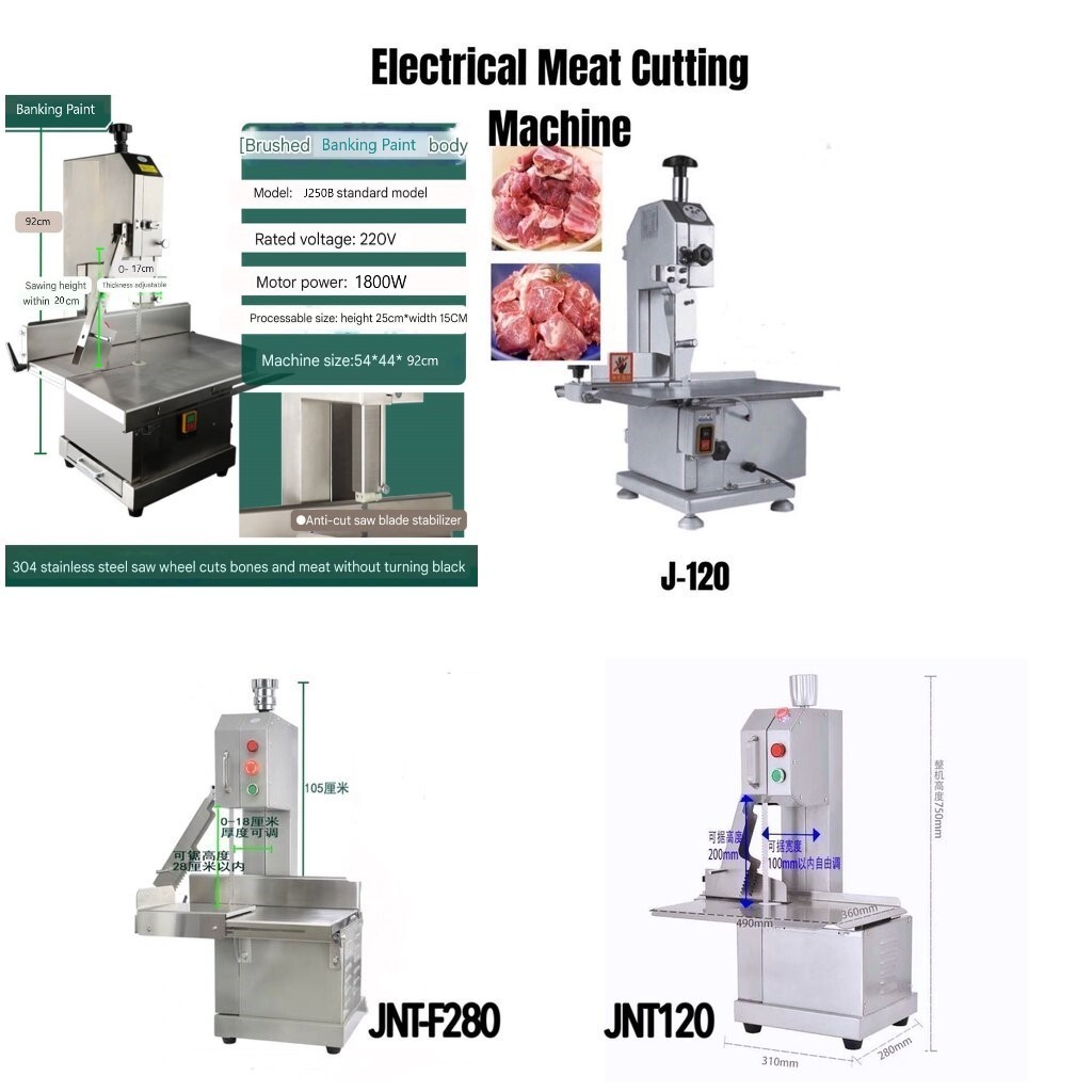 PPP Electric Meat Cutter Machine J120 / J250 / JNT120 / JNT-F280 Stainless Steel Bone Saw Mesin Potong Daging 1663