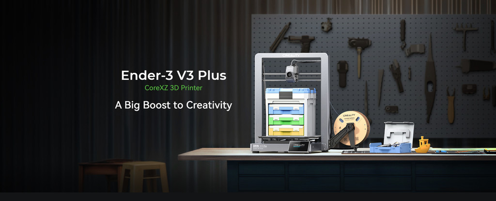 Creality ender-3 v3 plus xz, high speed fdm printer 600mm/s, one tap callibration, dual cooling, core xz synchronization