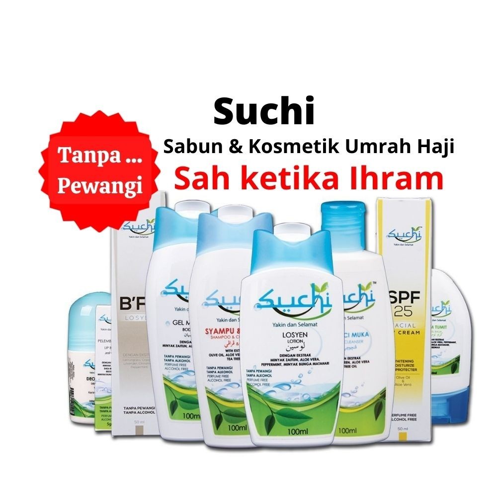 SUCHI Kosmetik Umrah Haji - Set Lengkap Sah Ihram tanpa pewangi Ehram Set Travel