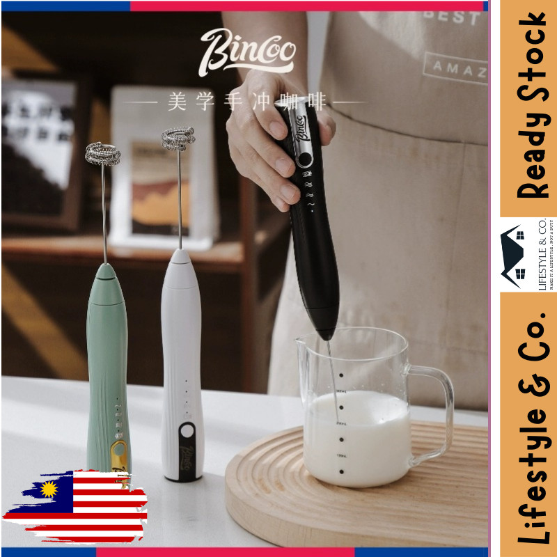 Bincoo - 2 in1 Rechargeable Milk Frother Handheld Electric Spring Coffee Maker Blender Mixer Beater Blende