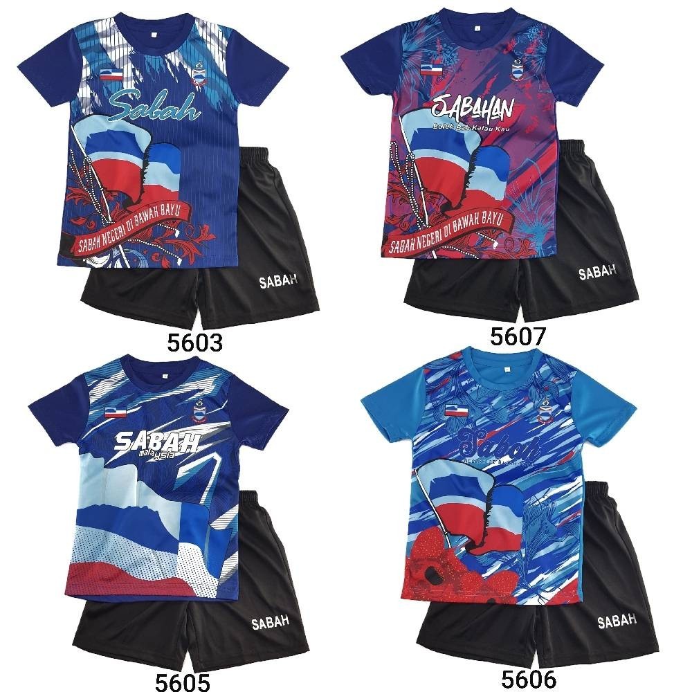 Kids T-shirt Set Sabahan Batik Jersey Material | Baju Kanak-Kanak T-shirt Batik Sabahan Jersey Material | Size 6 - 16