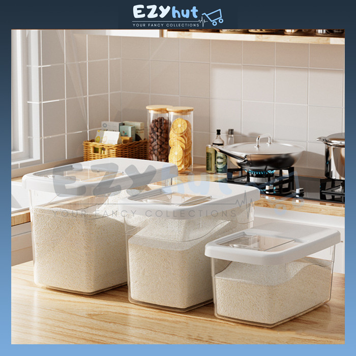 12.5kg 10kg 7.5kg Rice Dispenser Rice Storage Food Container Large Capacity Rice Bucket Kitchen Storage Bekas Beras