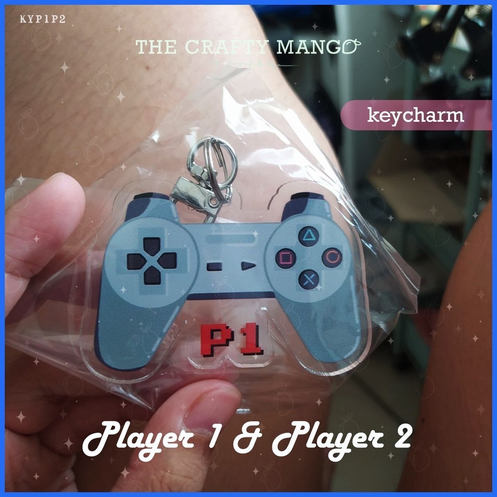 ︎ Player 1 Player 2 Matching Keychain | gaming retro controller merch ps1 | KYP1P2 | The Crafty