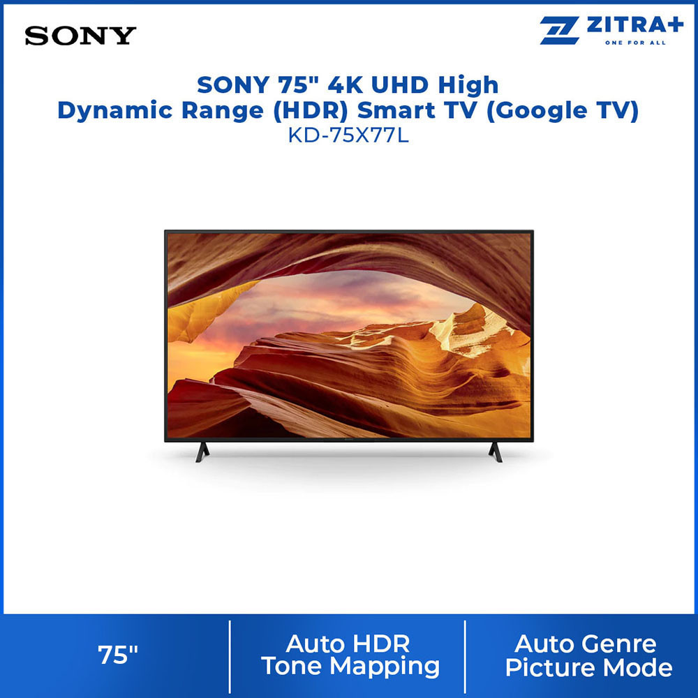 SONY 75" 4K UHD High Dynamic Range (HDR) Smart TV (Google TV) KD-75X77L | 4K X-Reality™ PRO | Chromecast built-in