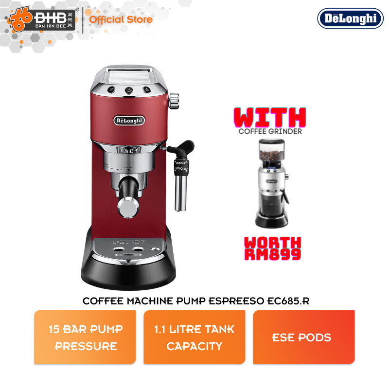 Delonghi EC685.R Dedica Coffee Machine Espresso Maker Matte Red - EC685R