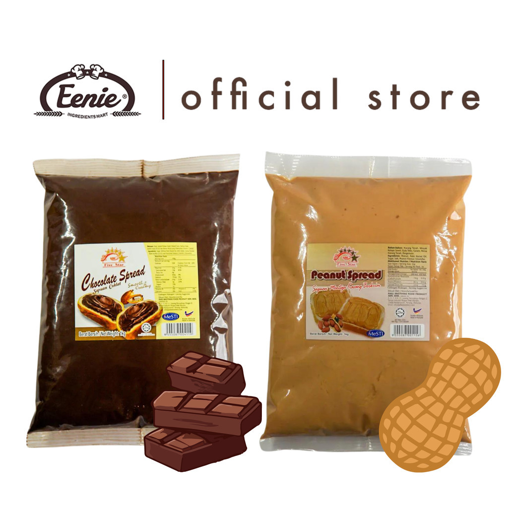 Chocolate Spread Paste | Peanut Spread Paste (Kacang Tanah) 1kg | Bintang Lima | Five Star