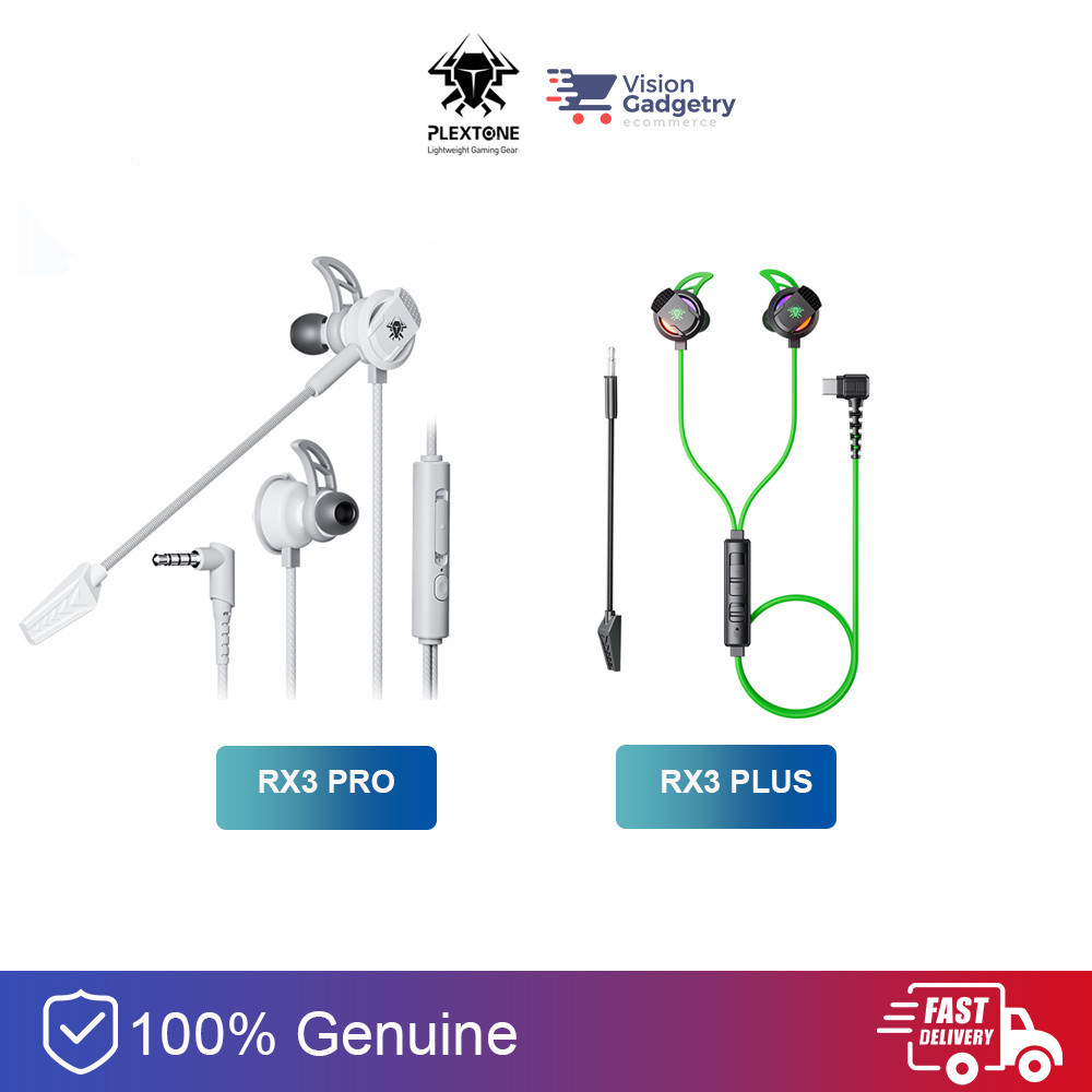 Plextone Xmowi RX3 Plus Pro Cyberpunk Gaming Earphone Headset In-ear Earbud Microphone 3.5mm Type-C