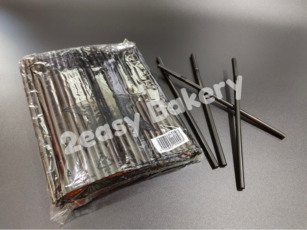 8½" Flexible Drinking Straw - Black / Colour - Disposable Plastic Plastik Straw