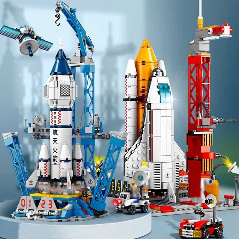 Launch Center Lunar Lander Model Building Blocks Spaceship Spaceport Figure Shuttle Rocket Bricks Construction Toys