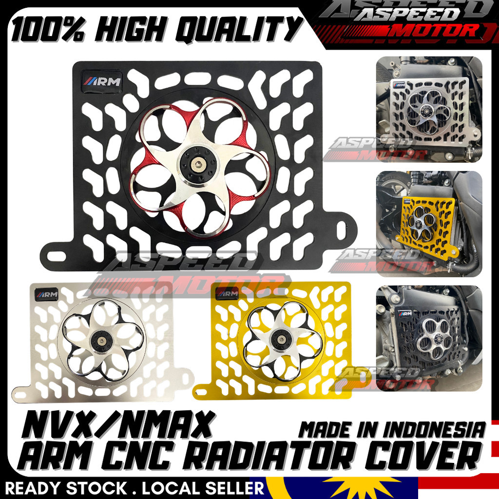 ARM NVX NMAX 155 V1 V2 RADIATOR COVER ALLOY FULL CNC WITH ROTATING FAN DESIGN PREMIUM IMPORT QUALITY