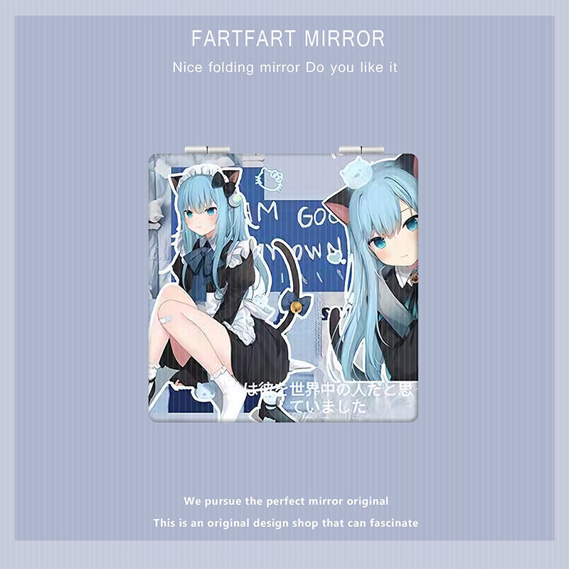Cat Rain Shizuku Girl Animation Portable Student Folding Double-Sided Mini Makeup Mirror Cover
