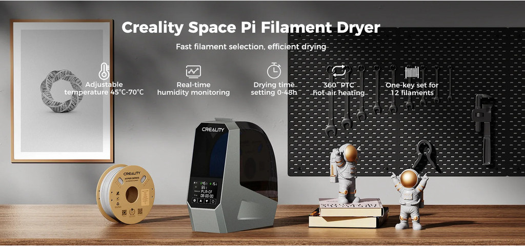 Creality space pi filament dryer, 3d printer filament drybox, humidity control fast heating filament preset drybox