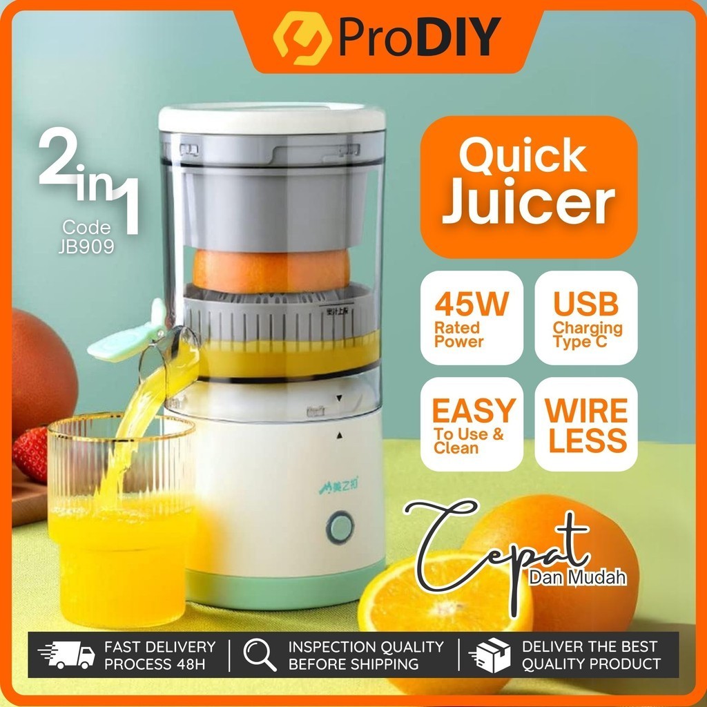 2in1 Fruit Juicer Cordless Citrus Fruit Blender USB Type C Portable Mesin buah Jus Oranges Apple Pomegranate Pear JB909