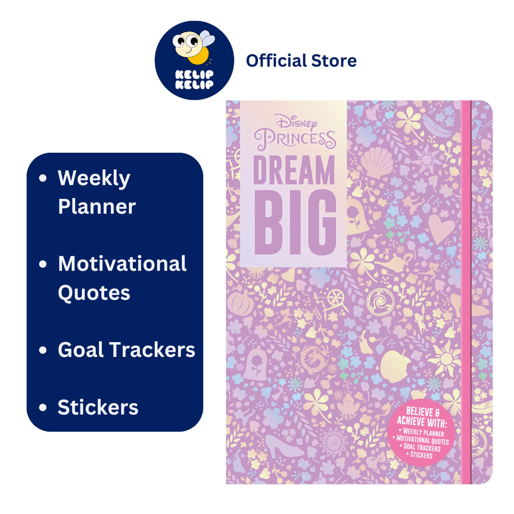 Disney Princess Illustrated Dream Big 200 Pages Journal with Weekly Planner For Kids to Organize Their Schedule