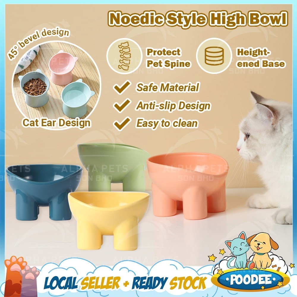 POODEE Pet Cat Bowl Bekas Makanan Kucing Cat Food Dispenser Bowl Cat Dog Feeder Single Bowl Mangkuk Kucing