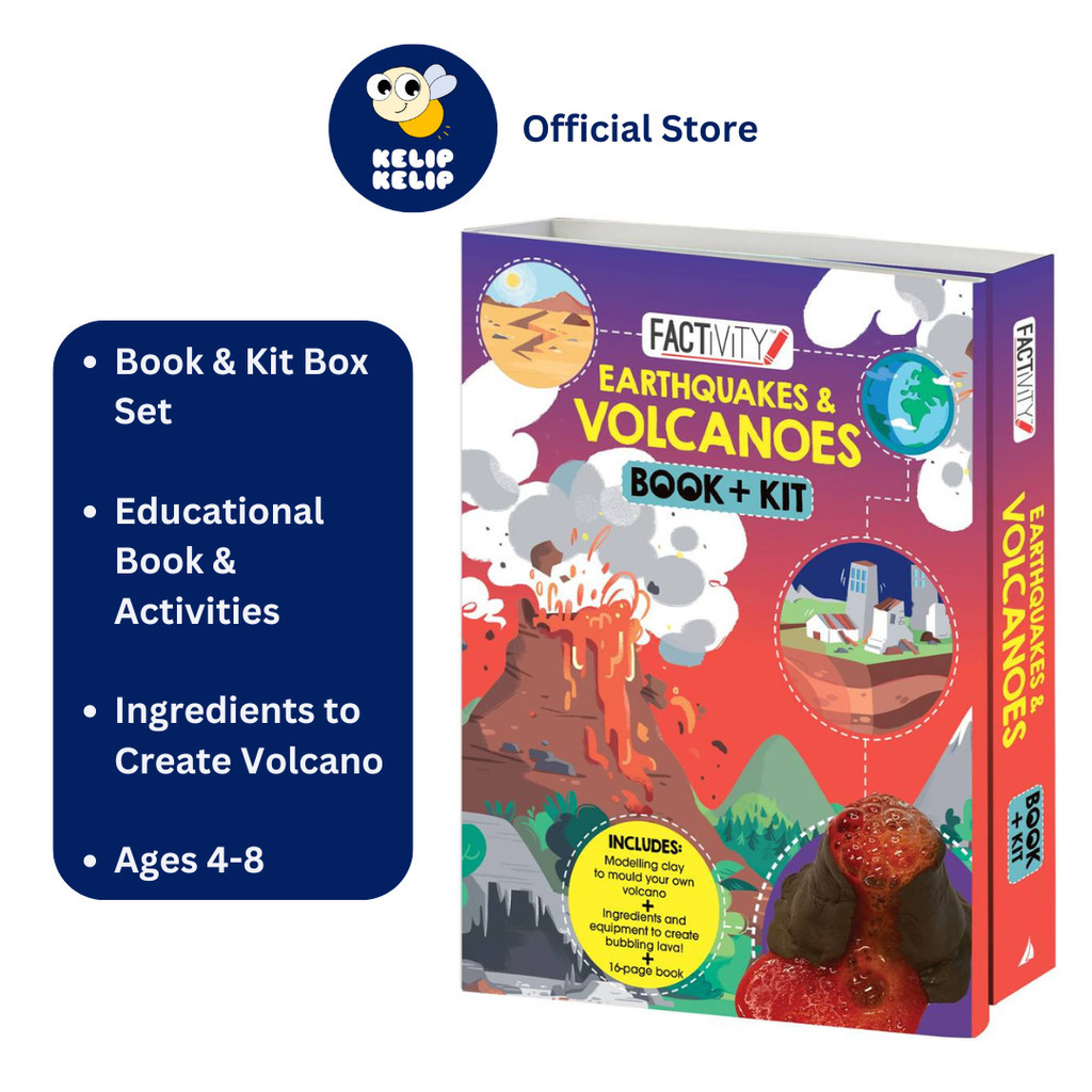 Factivity Earthquakes & Volcanoes Book & Kit with Toy Volcano & Lava for Kids