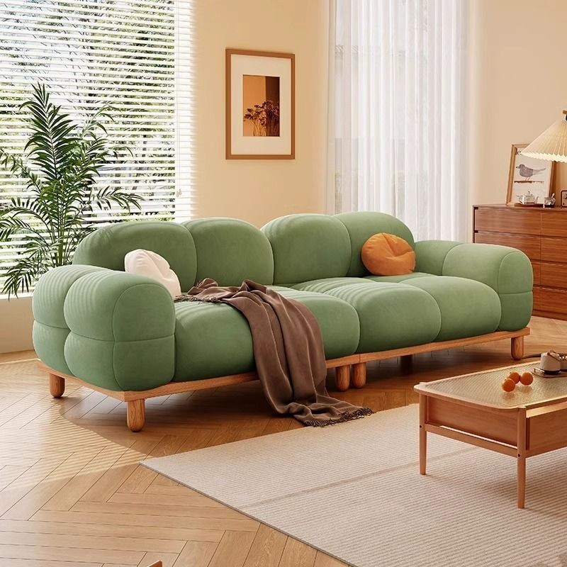 Nordic Cream Style Puff Jelly Green Sofa Living Room Small House Modern Simple Cat Scratch Veet Color Blocked One E 204B7