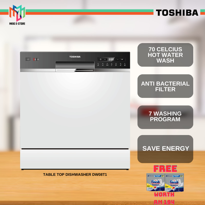 Toshiba Tabletop UV-LED Anti-Bacterial 8 Place Setting Dishwasher (83 Pcs) [Free T&G by Redemption) DW08T1