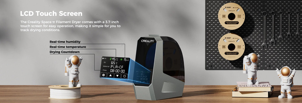 Creality space pi filament dryer, 3d printer filament drybox, humidity control fast heating filament preset drybox
