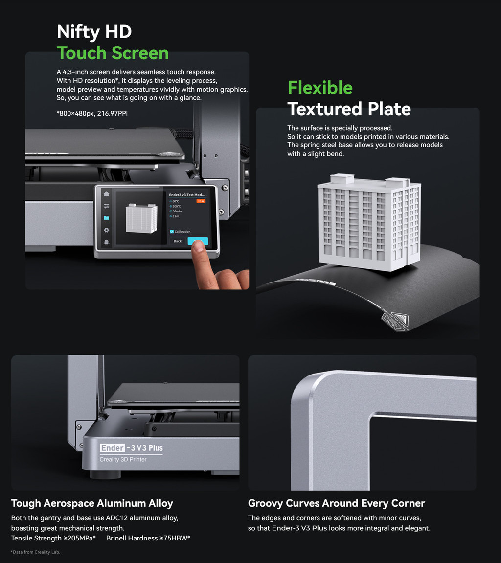 Creality ender 3 v3 plus xz, high speed fdm printer 600mm/s, one tap callibration, dual cooling, core xz synchronization