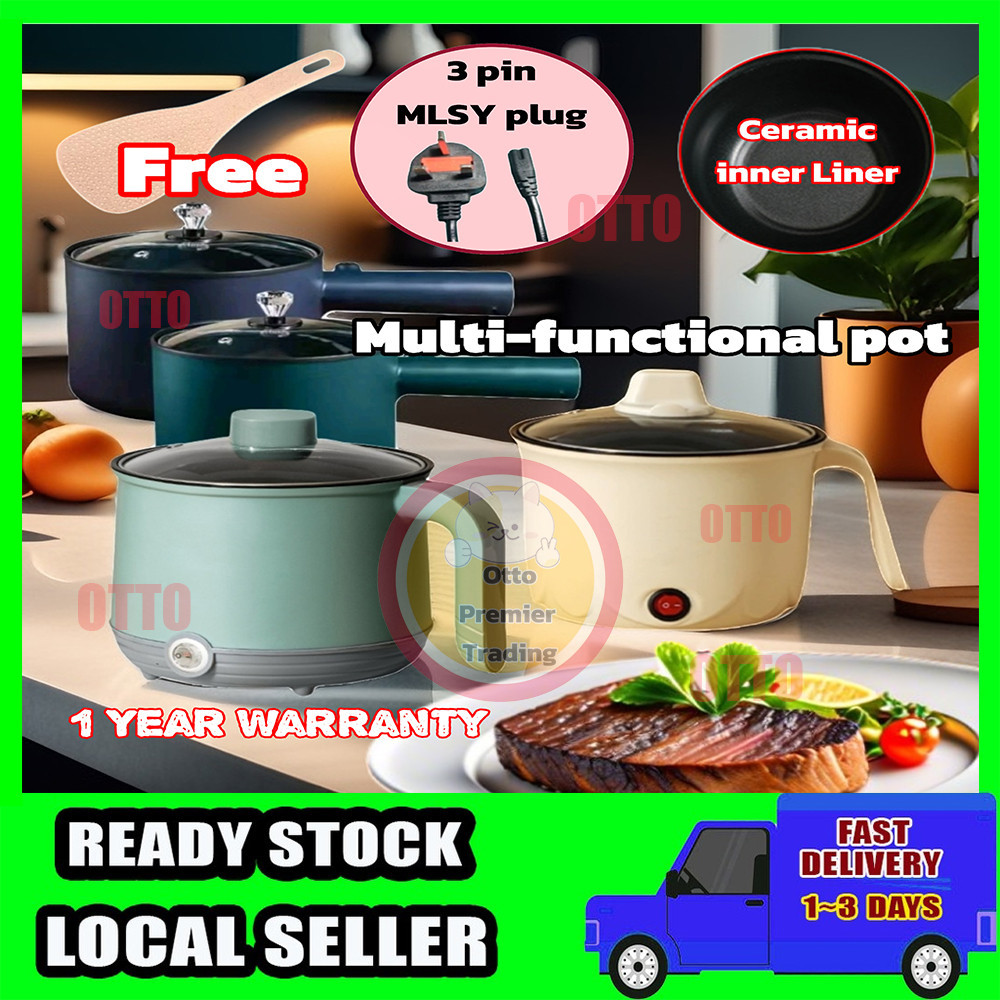 Otto-New Generation Green Electric NonStick Ceramic Multi Cooker Mini Rice Cooker Frying Pan Grill Hot Pot/periuk电饭锅/多功能