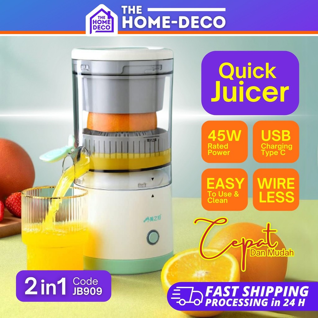 2in1 Fruit Juicer Cordless Citrus Fruit Blender USB Type C Portable Mesin buah Jus Oranges Apple Pomegranate JB909