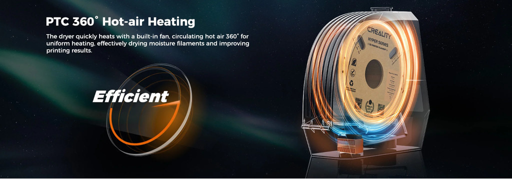 Creality space pi filament dryer, 3d printer filament drybox, humidity control fast heating filament preset drybox