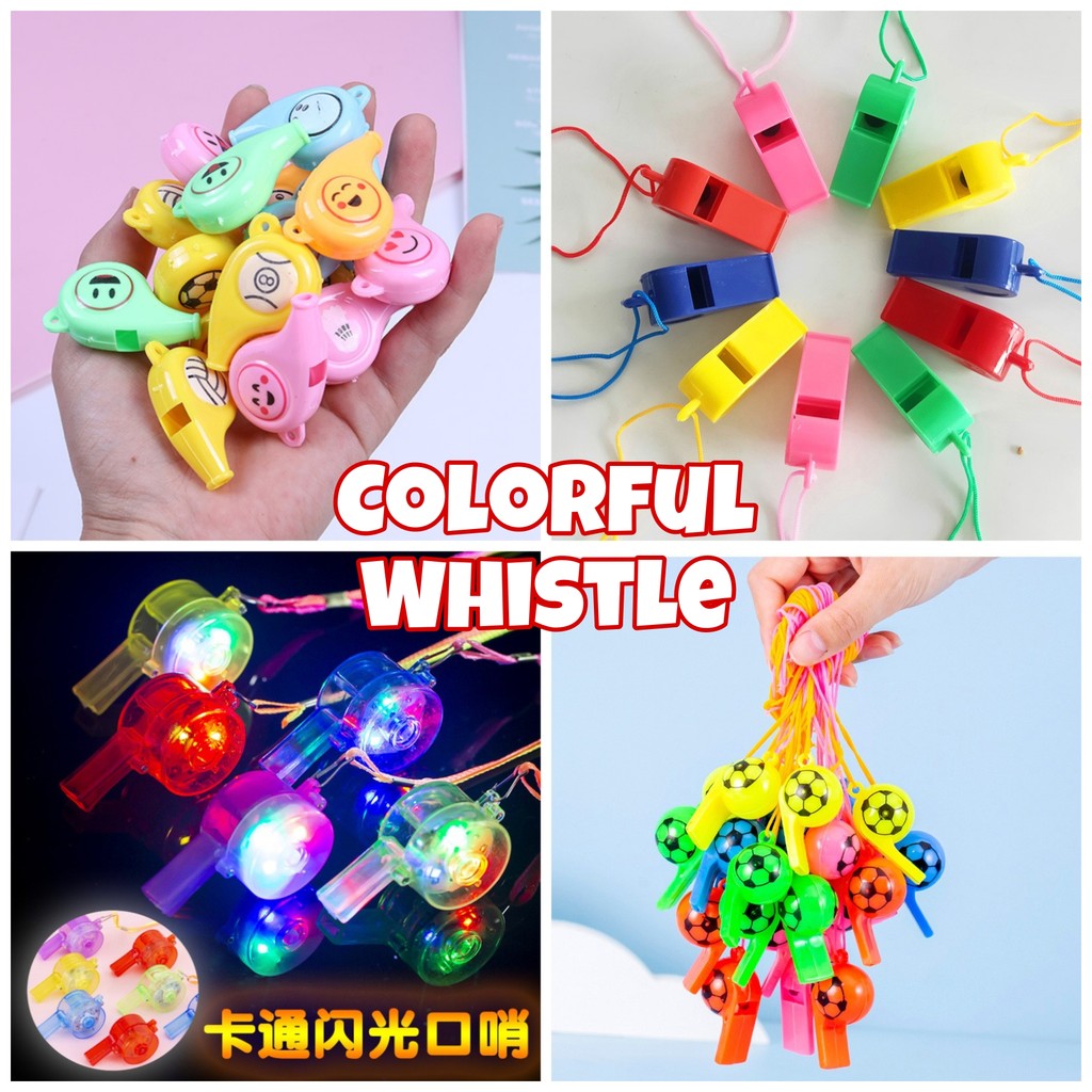 Colorful Plastic Whistle Thick Belt Rope Children Safety Outdoor Training Sports Competition Cheer Sport Party Goodies