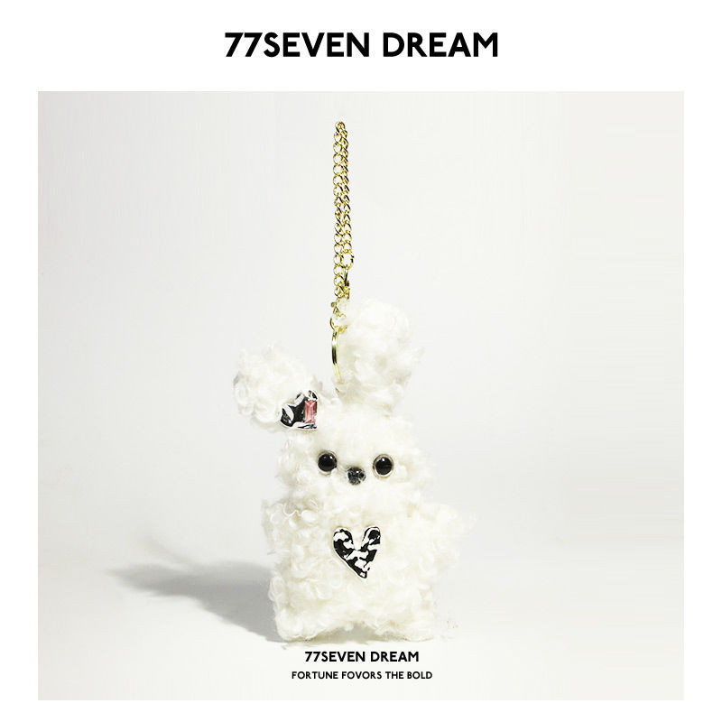CURLY Style Metal Rabbit School Bag Doll Pendant Plush Cute Trendy Cool Car Backpack