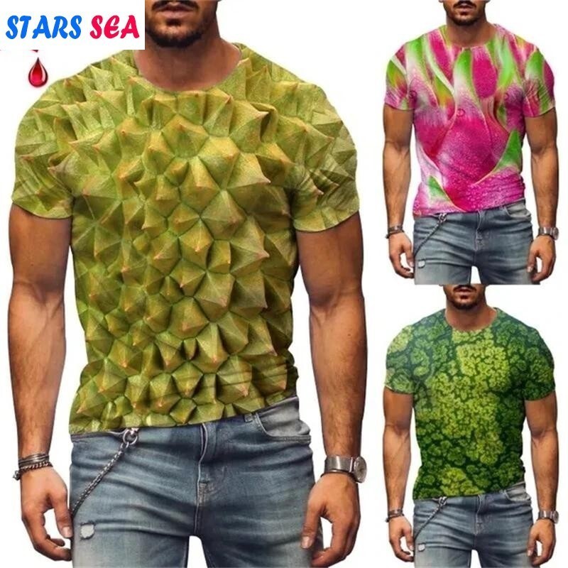 Funny T-shirt Men's Street Fashion Funny Fruit Durian Watermelon Pattern 3D Printed T-shirt Men Women Breathable Tees