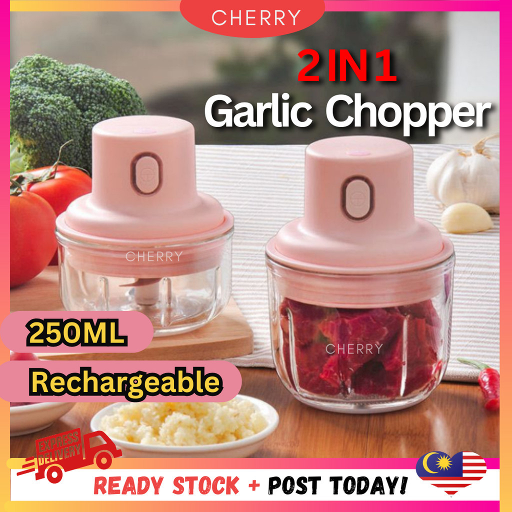 🍒CHERRY🍒 2in1 set 250ml & 100ml Garlic blender cordless USB rechargeable Food chopper Puree Chilli Mixer Food processor