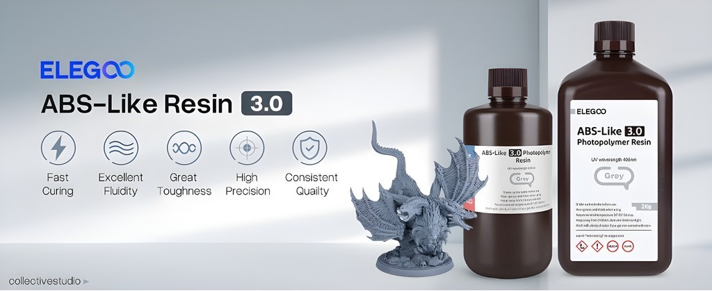 Elegoo abs like resin 3.0 1kg 3d printer resin fast curing strong 405nm photopolymer resin for lcd/dlp/sla 3d printer