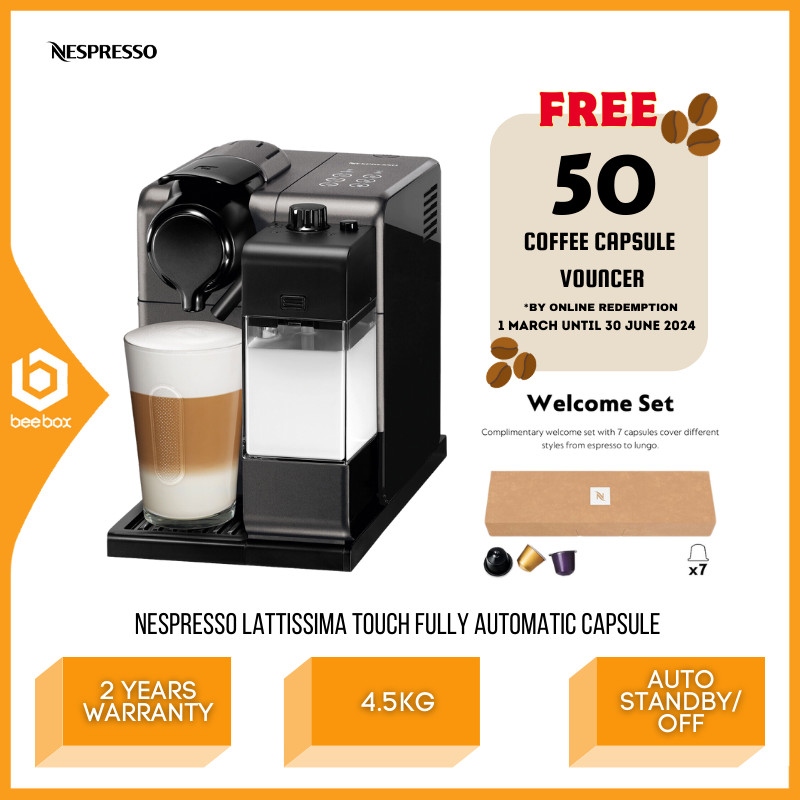 Nespresso Coffee Machine Lattissima Touch - Black [Free Holder *RANDOM COLOR*] F521-ME-BK-NE