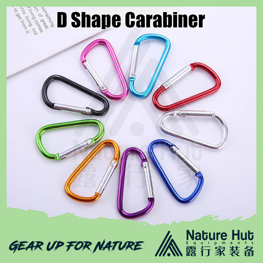 D Shape Carabiner Aluminium Key Chain Quick Release Clip Climbing Camping Hiking Spring Snap Hook Buckle Outdoor Khemah