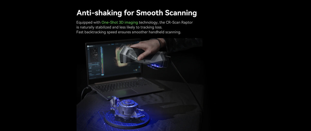 Creality cr scan raptor, light portable handheld scanner 0.02mm high precision infrared scanner blue laser scanner 60fps