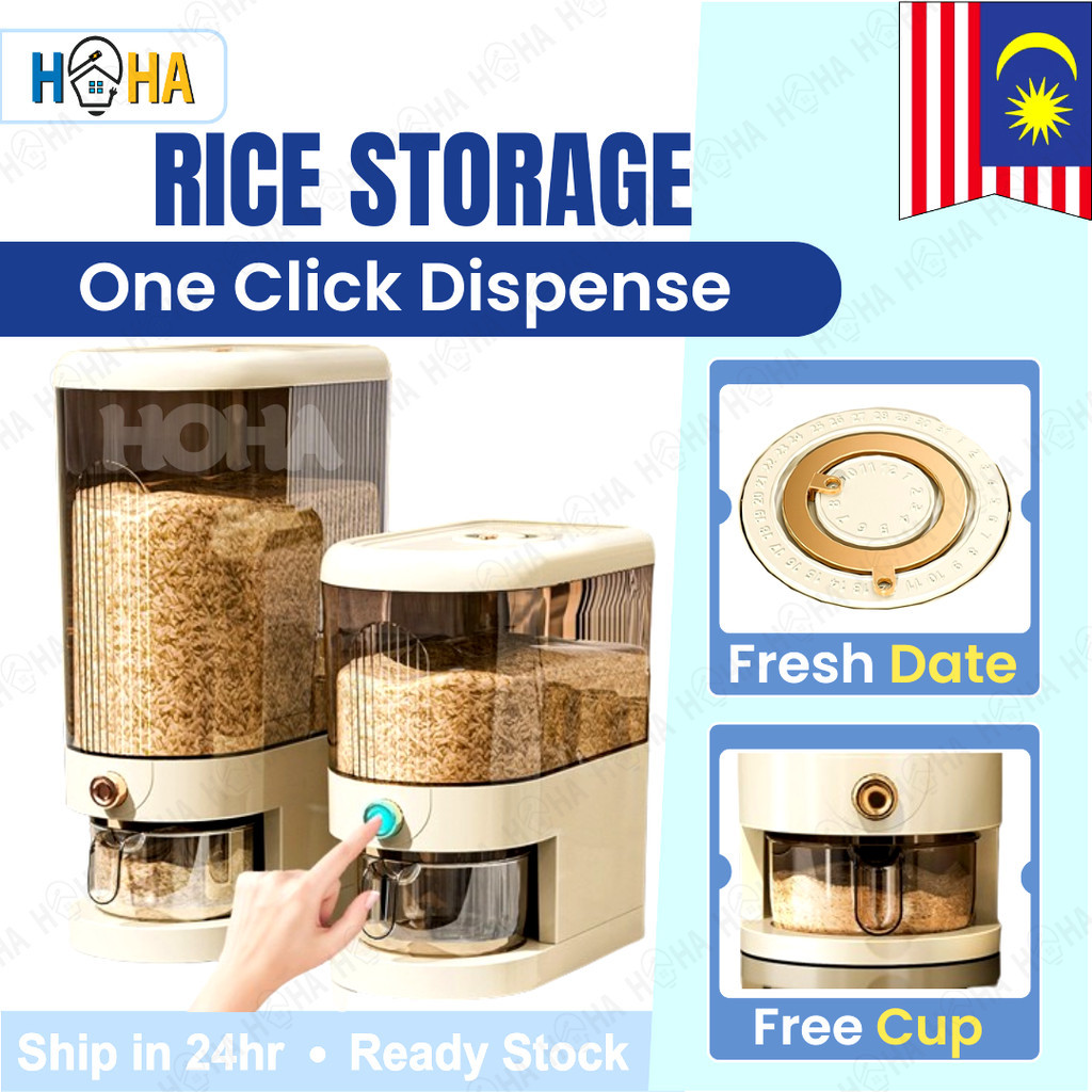 Rice Dispenser Rice Storage 10/20kg Insect Moisture Proof Cereal Container Bekas Beras Tong Beras Kerap Udara 米桶