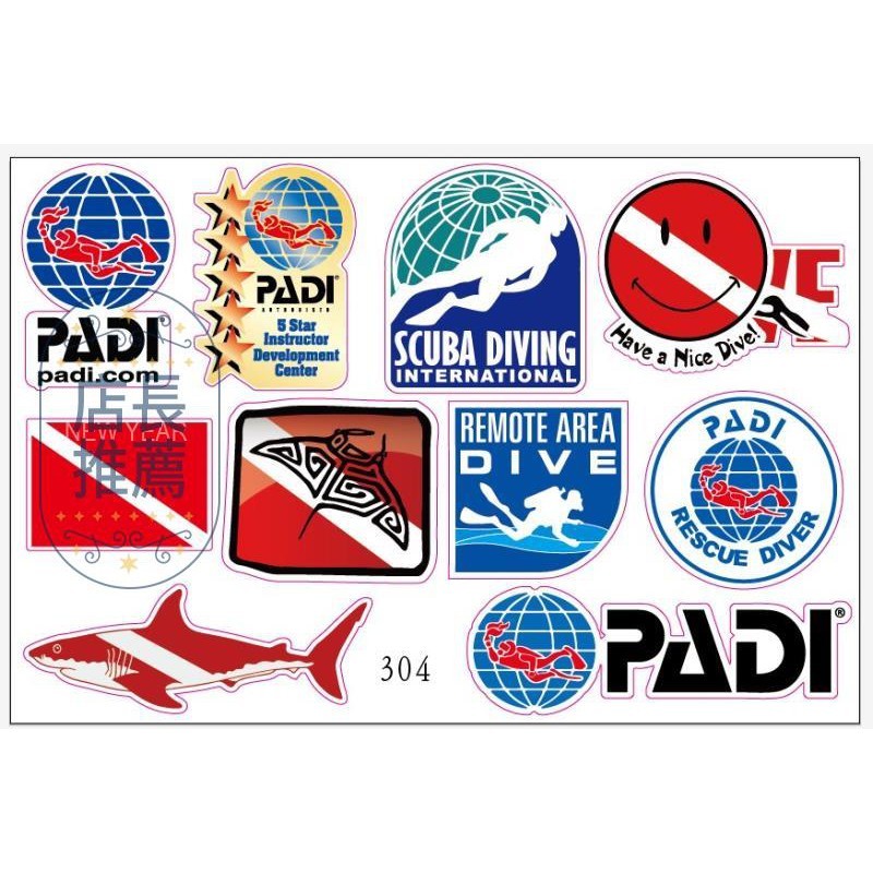 A4 version padi shallow water sticker diver DIVE snorkeling equipment cylinder fins sports enthusiast sticker 304.606