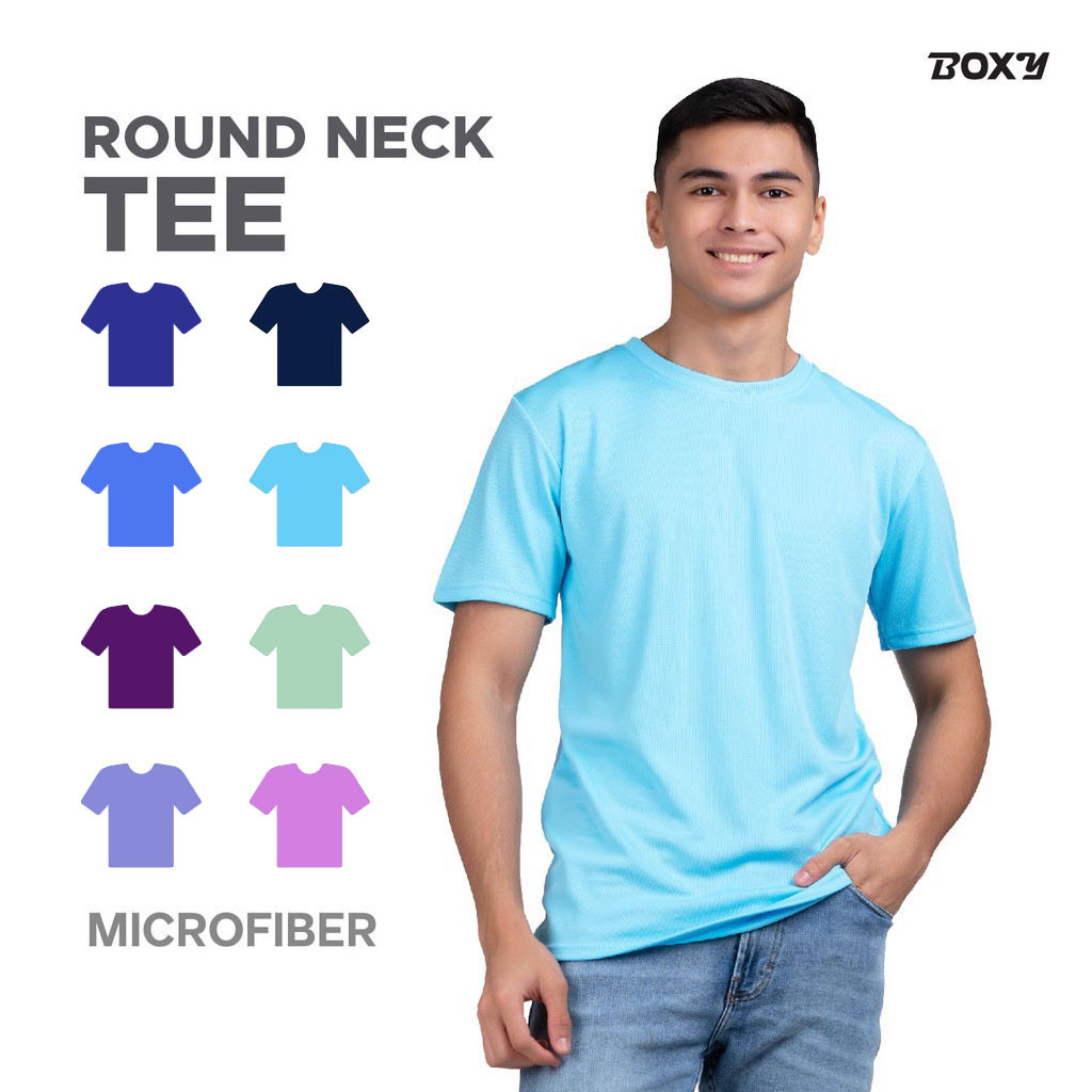 BOXY Unisex Microfiber Round Neck Plain R.Blue/S.Blue/I.Paradise/D.Violet/Navy/Cameo/Peri/D.Purple