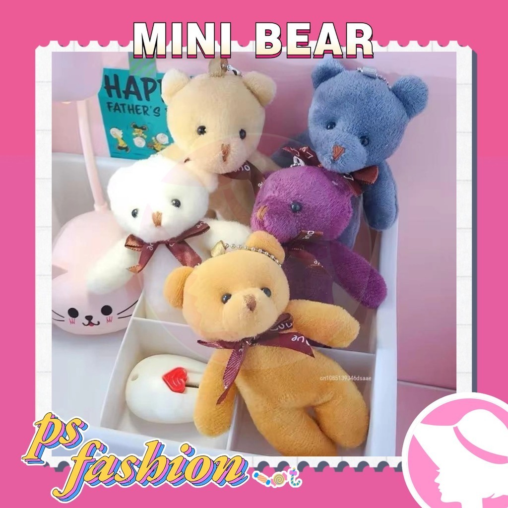 Teddy Bear Plush Toy Mini Bear Cute Small Size Bear Doll Birthday Gift Wedding Doorgift Keychain soft Doll Bouquet 小熊钥匙圈