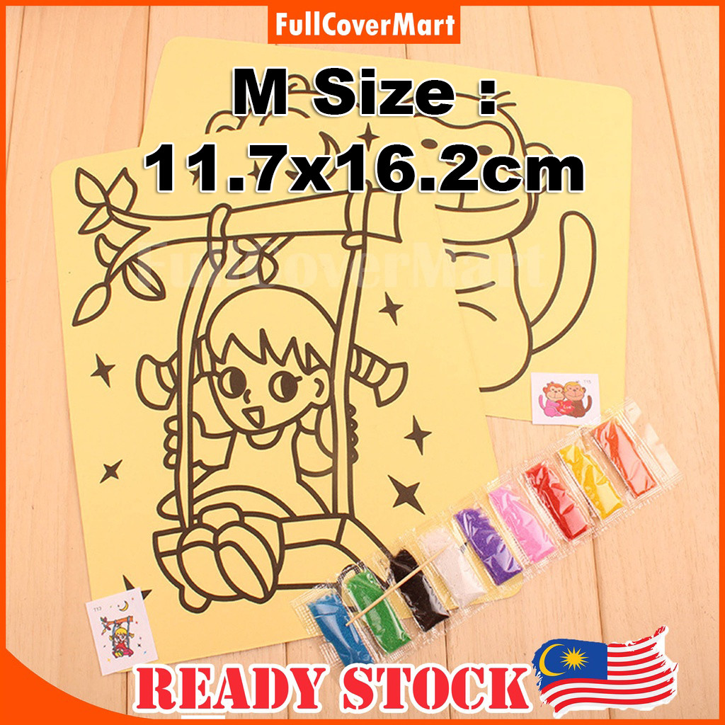 (TOY22) Colorful Sand Painting Drawing DIY Color Art Paper Children Kids Toy手工益智儿童沙画