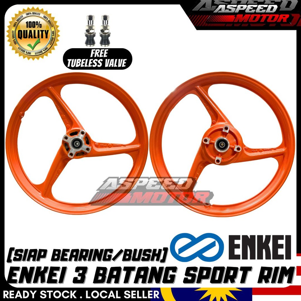 ENKEI 3 BATANG FULL CHOP SPORT RIM ORANGE Y125Z 1.4/1.6 Y125ZR LC135 LCV8 Y15 Y15ZR 3BATANG ORANG OREN