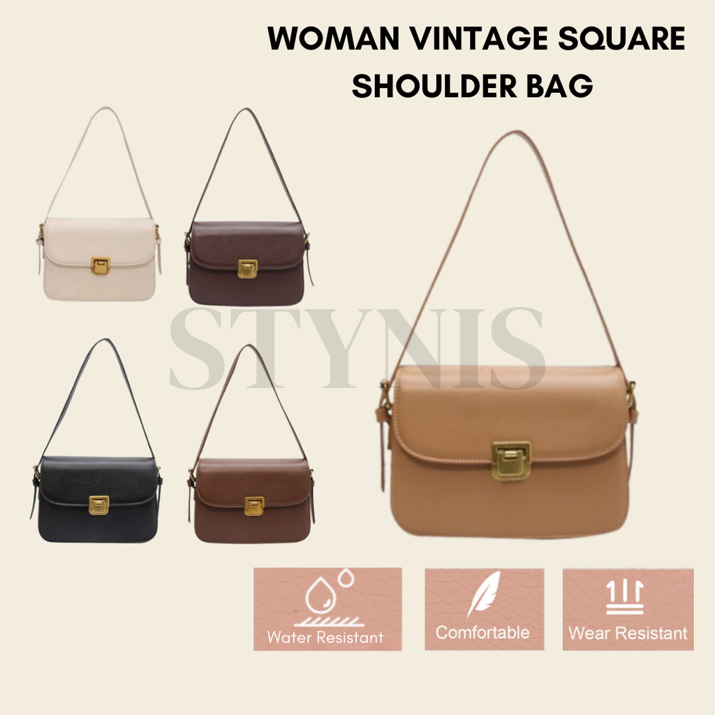 WBS123_Carmen Sling Bag Women Handbag Women Beg Tangan Wanita Shoulder Bag Women Vintage Bag Square Crossbody Bag Women