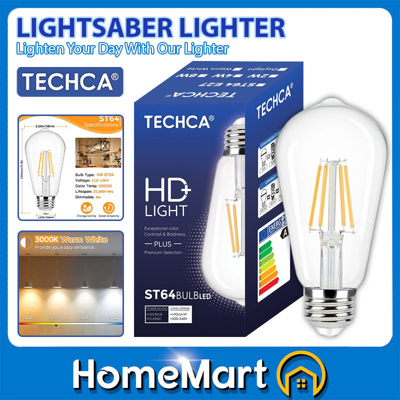 Filament TECHA Lampu Led Light Bulb Lampu Led Siling Mentol E27 LED Bulb Downlight Edison Vintage Bulb ST64 Lightbulb
